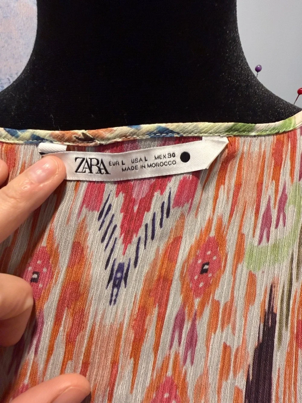 Zara Multicolor Tie-Neck Printed Blouse - Picture 10 of 10